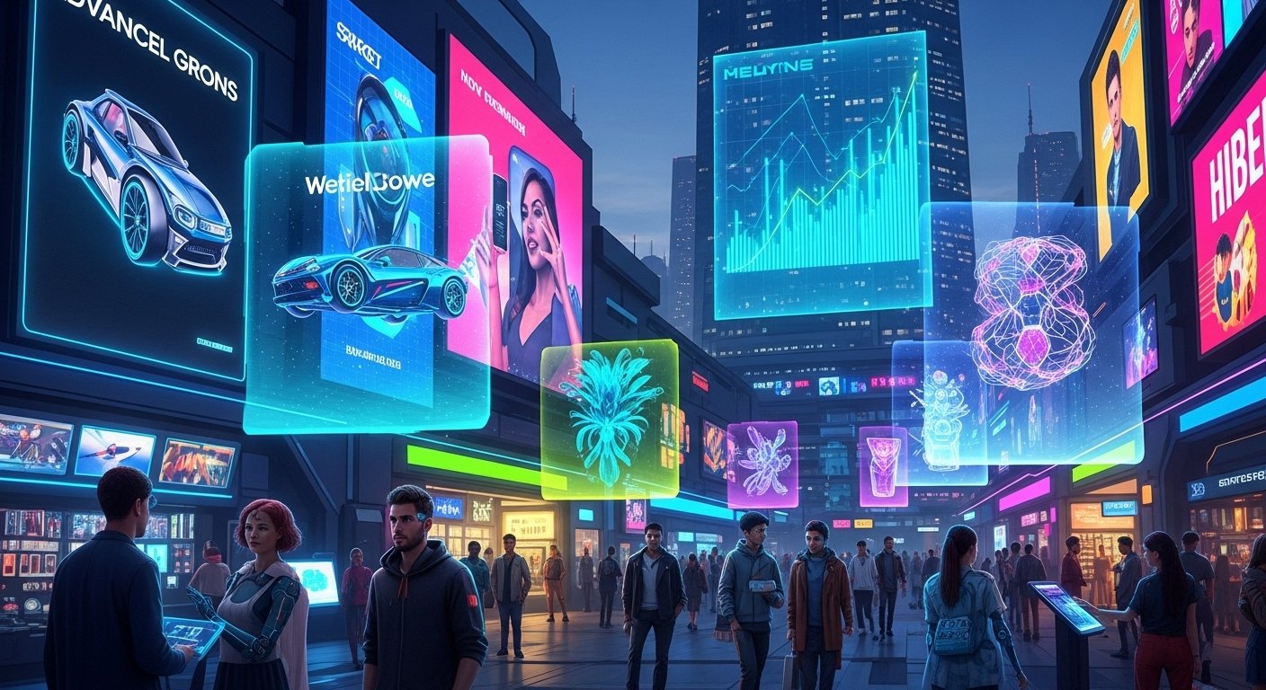 Yapay zeka ile kişiselleştirilmiş e-ticaret deneyimi sunan bir arayüz görseli.