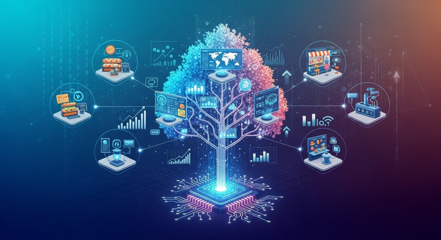 2026 yılında e-ticaretin geleceğini gösteren bir görsel, yapay zeka ve dijitalleşme teması