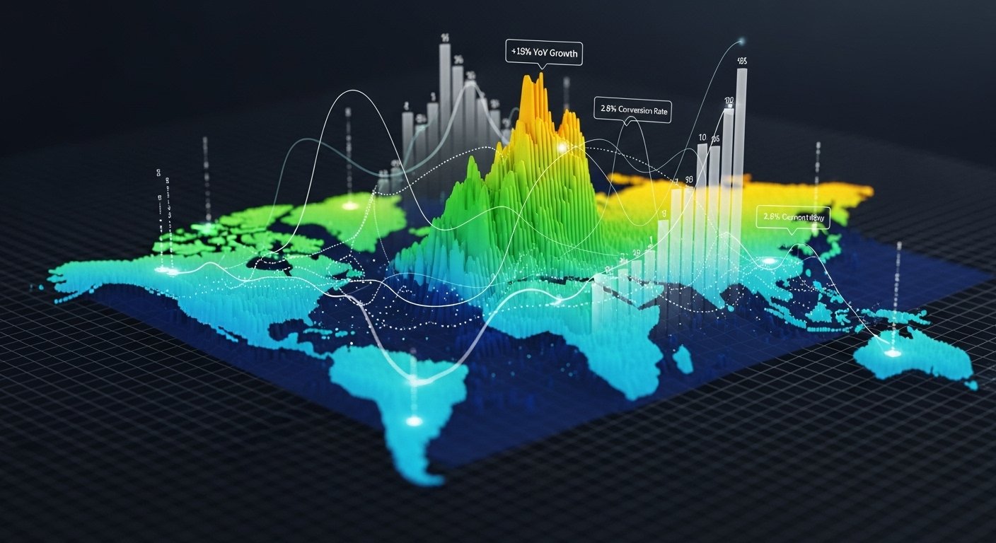 Büyüyen bir grafik ve parlayan dijital paralarla dolu, kârlılığı ve finansal başarıyı temsil eden bir e-ticaret panosu görseli.