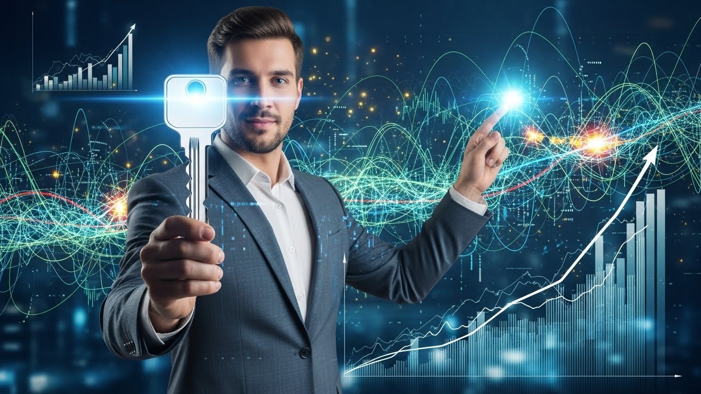 E-ticaretin sürdürülebilir büyümesini temsil eden, teknoloji ve stratejinin birleşimini gösteren bir grafik