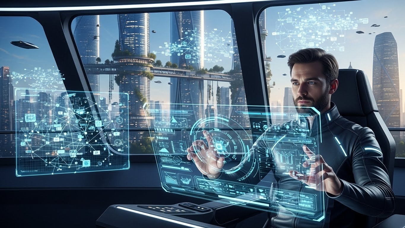 E-ticarette sürdürülebilir başarıyı temsil eden, büyüme ve yenilik sembolleriyle dolu dijital bir ekosistem