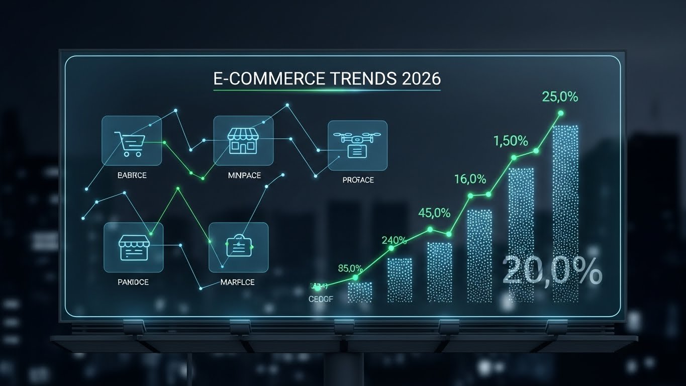 2026 e-ticaret pazarındaki yeni trendleri ve müşteri odaklı dönüşümü gösteren bir görsel.