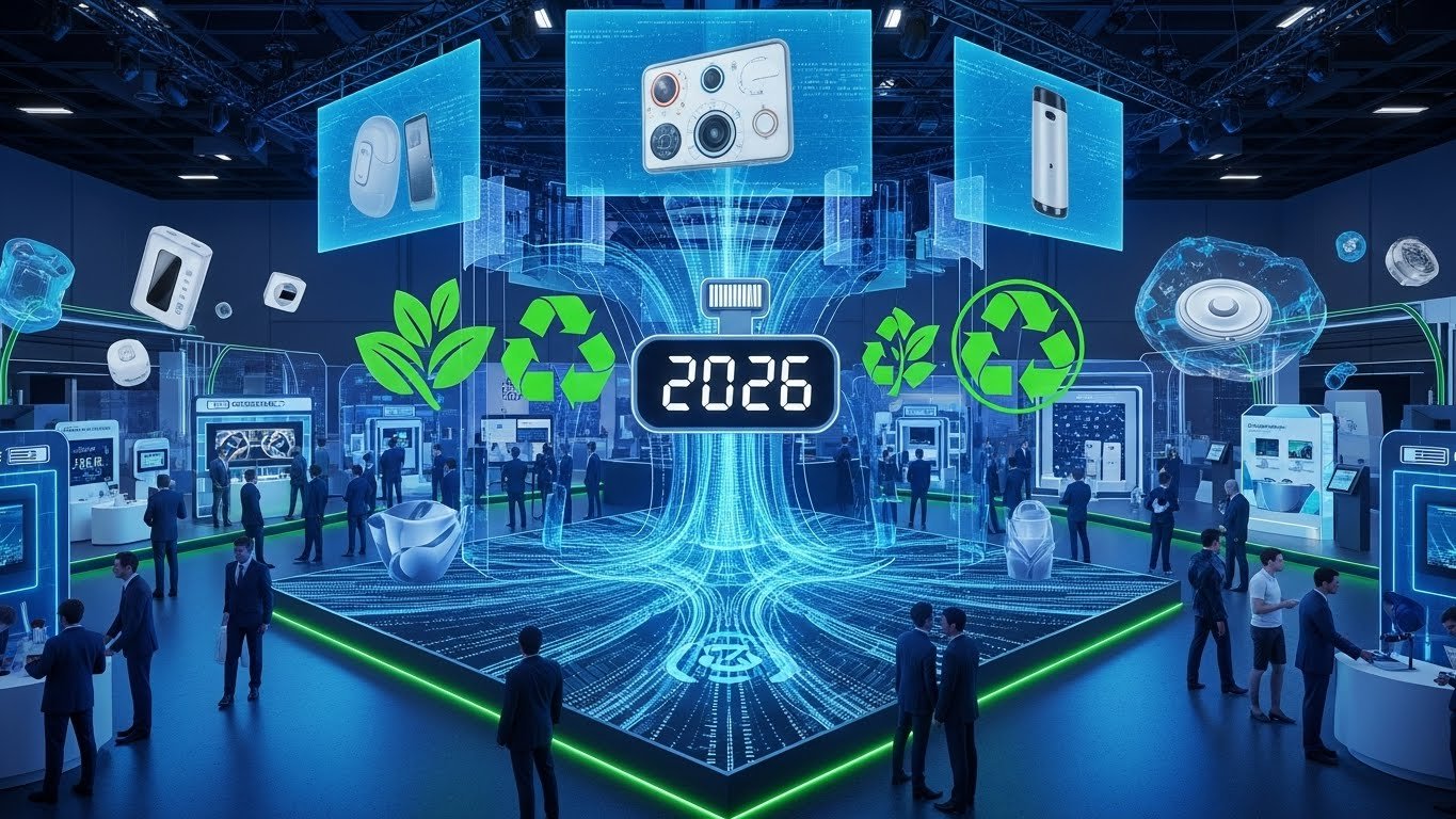 2026 E-ticaret pazaryeri devrimi, çeşitli online mağazaların bir araya geldiği dijital bir platformu ve teknoloji entegrasyonunu gösteren görsel.