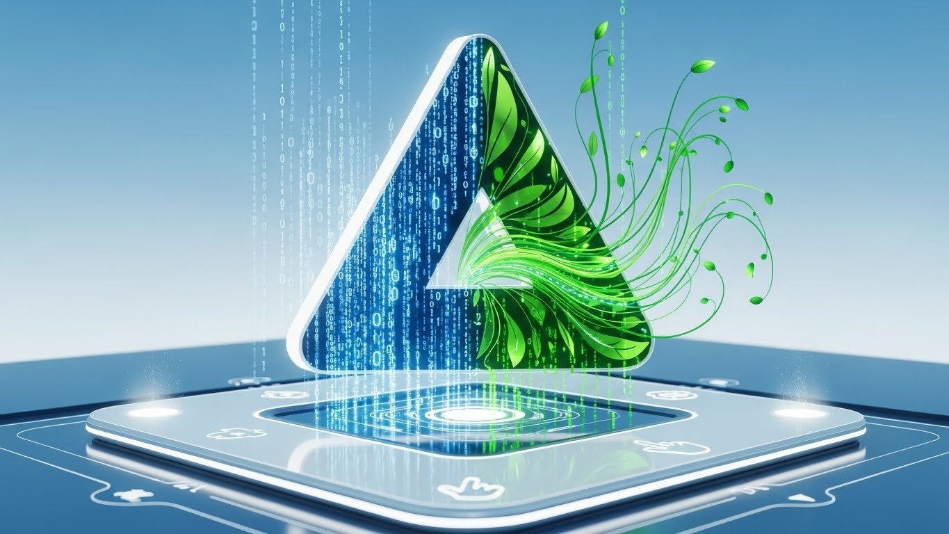 Yapay zeka ve veri analizini temsil eden, karmaşık kodlar ve parlak grafiklerle dolu bir ekranın önünde çalışan bir yazılımcı.